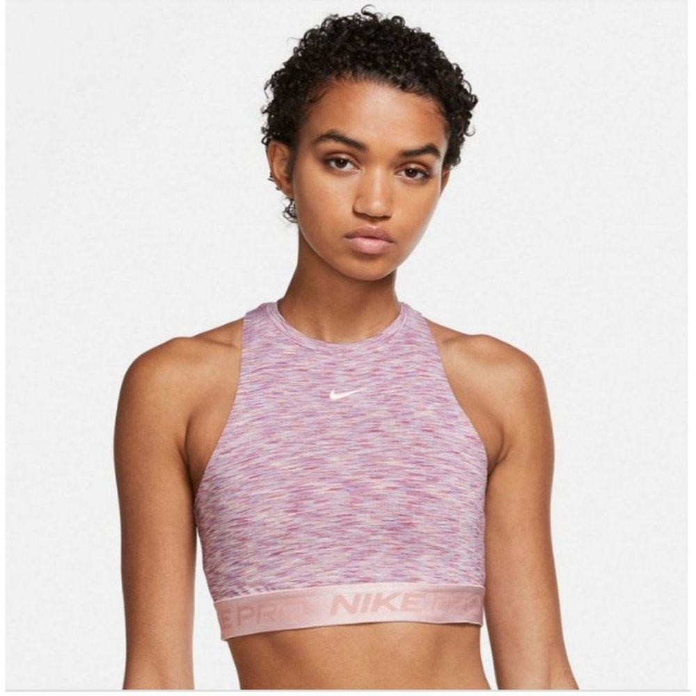 NWT Nike Womens Pro Space Dye Crop Tank Top Size Extra Large Slim Fit MSRP $40